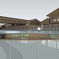 Modern Commercial Complex Featuring Glass Curtain Wall Large Digital Screen And Traditional Style Annex Building