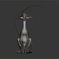 Fantasy Creature Character with Long Tail Slender Neck and Open Mouth in Sitting Posture