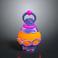 Vibrant Purple and Orange Decorative Lantern with Pink Ball Ring Handle and Purple Base
