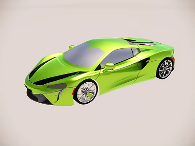 Vibrant Green Sports Car Featuring Sleek Aerodynamic Design And Black Racing Stripes 3d model