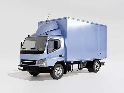 Blue Commercial Cargo Truck With Box Body For Delivery And Transport 3d model