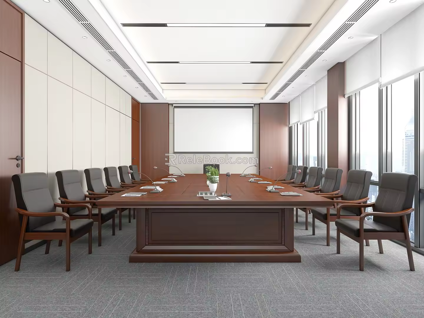 Modern Meeting Room Party and Government Organs Meeting Room Hospitality Room Reception Room Negotiation Room Meeting Table and Chair Combination Long Table and Chair 3d model