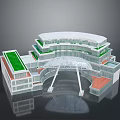 Modern Multi Level Architectural Design With Green Roof And Curved Glass Structure