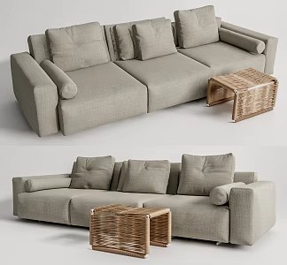 Modern three-seat sofa multiplayer sofa 3d model