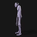 Slim Eerie Game Movie Character With Pale Skin Long Limbs And Head Patterns