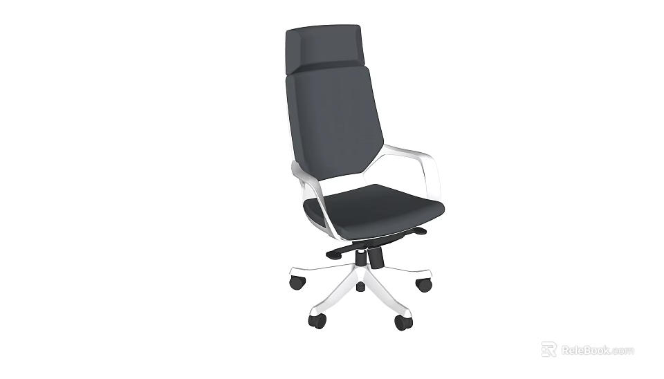 Black High Back Office Chair With Adjustable Height Armrests And Caster Wheels 3d model 