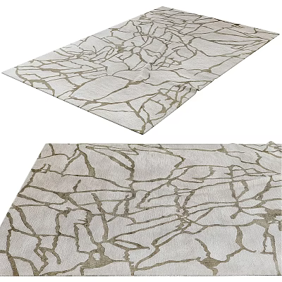 Square Rug With Abstract Textured Pattern In Light Gray And Beige For Living Room Decor 3d model