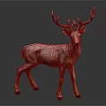 Deer With Large Antlers Standing On Black Background Showing Brown Fur