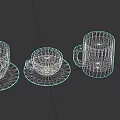 Different Coffee Cups With Latte Art And Black Coffee On Black Background