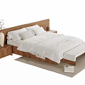 Wooden Double Bed With White Sheets Nightstands Vase Bench And Light Rug