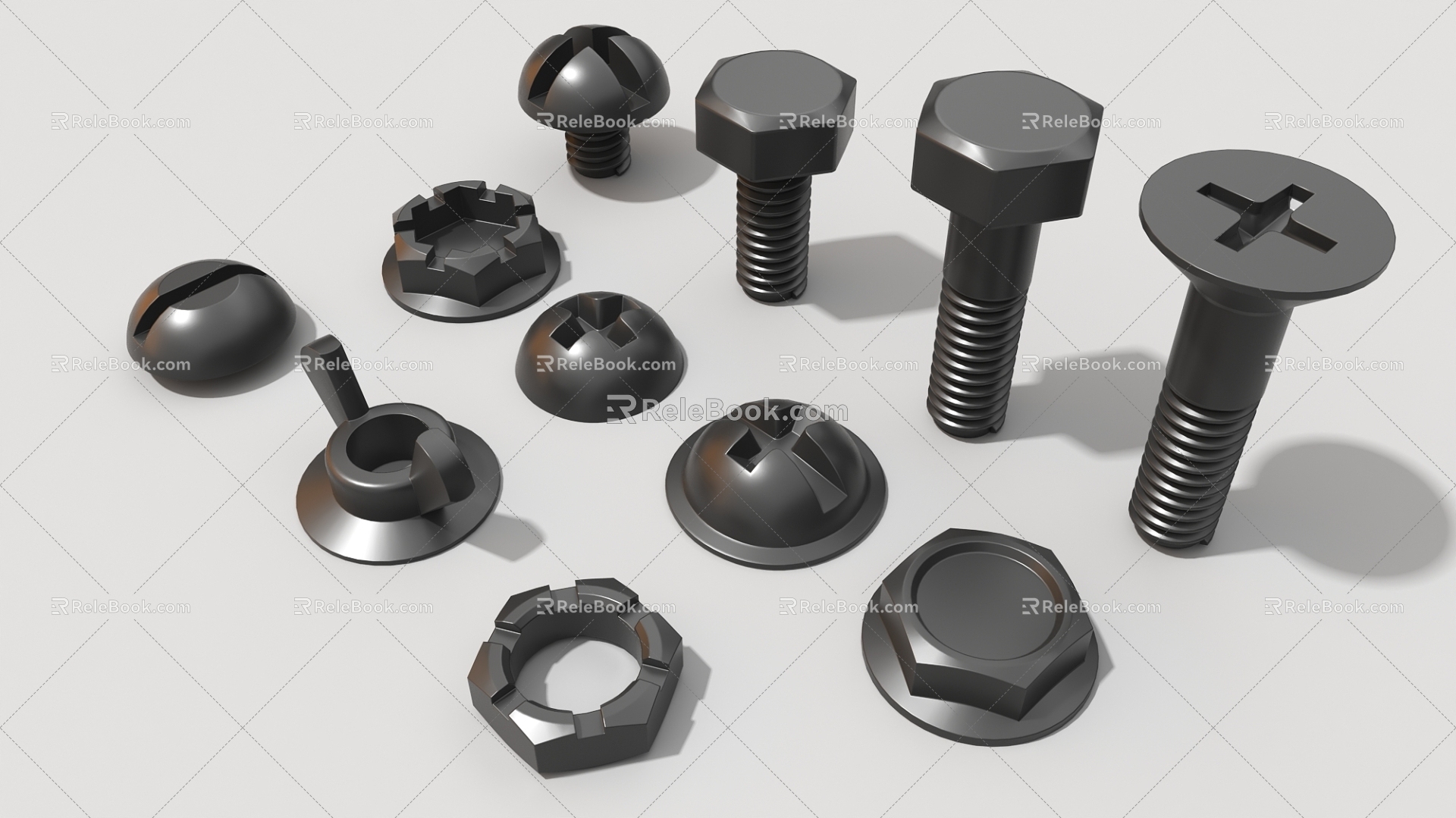 screw nut nut cylindrical hard surface part 3d model