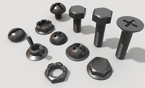 screw nut cylindrical hard surface part 3d model