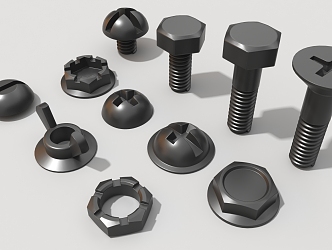 screw nut cylindrical hard surface part 3d model