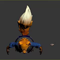 Detailed Anthropomorphic Fox Game Movie Character In Blue Outfit With Orange Tail And Gloves