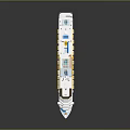 Luxury Cruise Ship Model With White Hull Red Bottom And Yellow Funnel