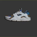 Modern Design White Base Sneakers With Colorful Patterns Blue Orange Accents And Rubber Sole