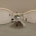 Modern Beauty Salon Interior With Comfortable Beauty Bed Green Plants And Arc Lighting