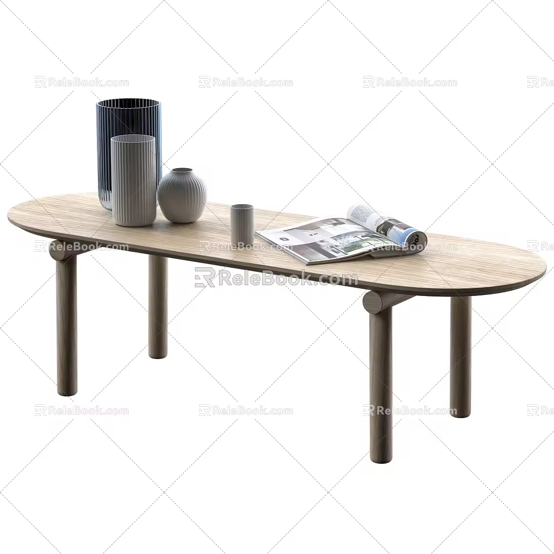 Nordic Solid Wood Coffee Table 3d model
