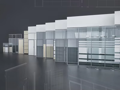 Modern Interior Partitions With Glass Wood And Metal Materials For Various Spaces 3d model