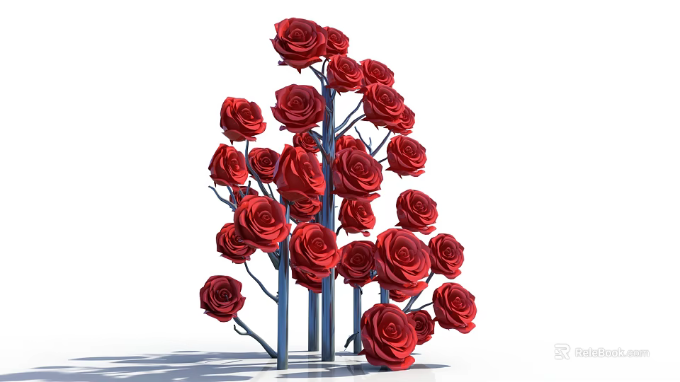 Attractive Ornamental Red Roses Arrangement With Blue Supports Photo Check-in Spot 3d model 