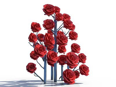 Attractive Ornamental Red Roses Arrangement With Blue Supports Photo Check-in Spot 3d model