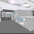Futuristic Space Capsule Dormitory With Bunk Beds Starry Sky Ceiling And Blue Lighting 3d model