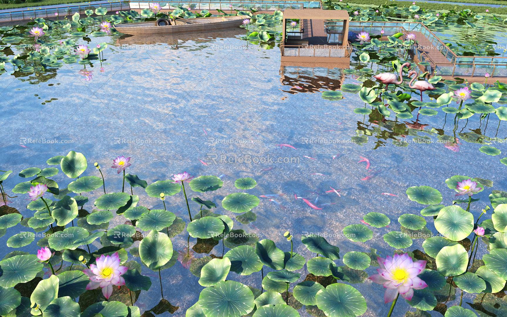 Modern Lotus Pond 3d model