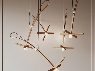 Chandelier Solid Wood Combination 3d model