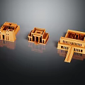 Wooden Ancient Egyptian Architectural Models With Temple Like Structures And Columns 3d model