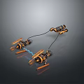 Orange And Black Mechanical Device With Robotic Arms Spring And Connecting Wires