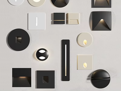 Modern Wall Lamps With Various Geometric Shapes And Black White Beige Tones 3d model