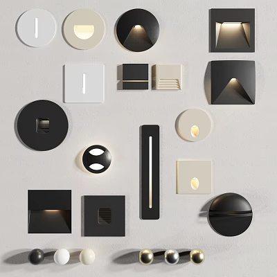 Modern Wall Lamps With Various Geometric Shapes And Black White Beige Tones 3d model