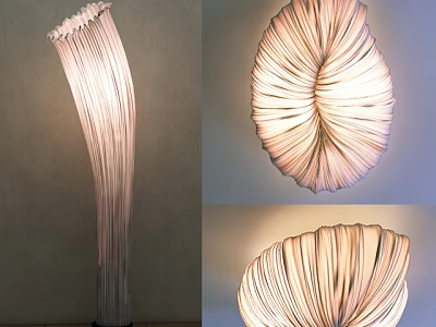 Artistic Abstract Floor Lamp With Curved Fabric Shade And Soft Lighting For Modern Home Decor 3d model