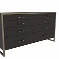 Elegant Modern Dark Wood Dresser With Gold Handles And Metal Frame Design