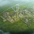 Aerial View Urban Planning With Green Spaces Road Networks And Water Systems