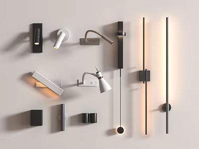 Modern Wall Sconces in Black and White with Sleek Contemporary Design Mounted on Wall 3d model