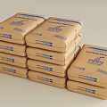 Stone Wood Construction Supercrete Packaged In Stacked Brown Paper Bags With Blue Labels