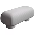 Modern Gray Upholstered Sofa Bench With Rounded Shape And Cylindrical Legs