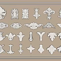 White Carved Decorative Elements With Various Floral And Leaf Patterns For Interior Design 3d model