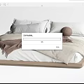 Modern Minimalist Double Bed With White Sheets Pillows Brown Beige Blankets And Wooden Frame