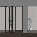 Modern Interior Featuring Folding Glass Doors And Single Panel Door Design 3d model