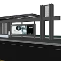 Modern Bus Stop Shelter With Trees Greenery Billboard And Scenic View