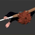 Red Haired Girl Holding Baseball Bat Standing With Adorable Small Dog Companion