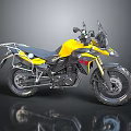 Yellow and Black Adventure Motorcycle With Windshield Luggage Rack and Off Road Tires