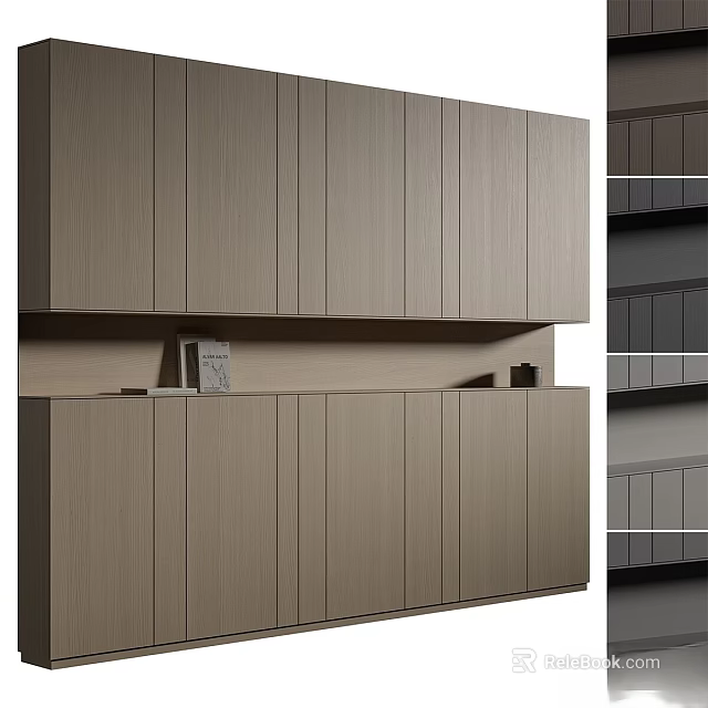Modern Wooden Storage Cabinet Shelving Unit With Multiple Doors And Shelves 3d model 
