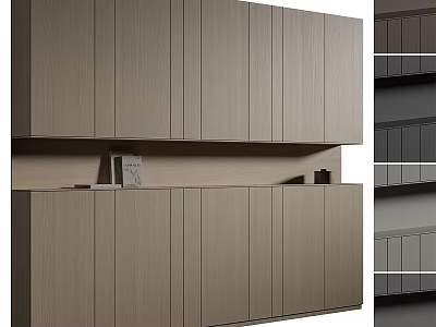 Modern Wooden Storage Cabinet Shelving Unit With Multiple Doors And Shelves 3d model