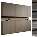 Modern Wooden Storage Cabinet Shelving Unit With Multiple Doors And Shelves