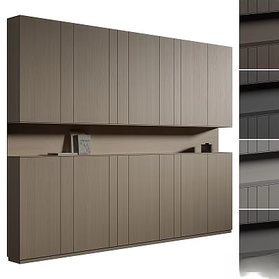 Modern Wooden Storage Cabinet Shelving Unit With Multiple Doors And Shelves 3d model
