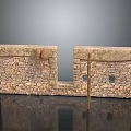 Natural Stone Wall Structure With Rough Texture Two Sections And Hanging Pots 3d model