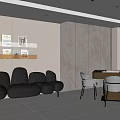 Modern Board Game Entertainment Room Interior With Stone Wall Game Table And Comfortable Chairs